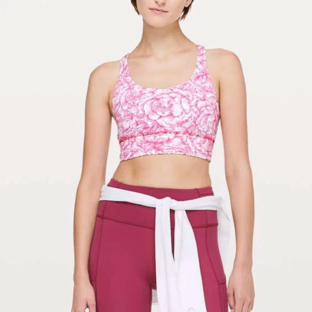 lululemon | Floral Bloom White Star Ruby Energy Bra *Long Line
